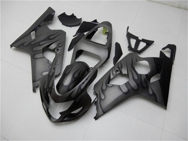 Beste Suzuki GSXR 600/750 Motorrad Verkleidung 2004-2005 - Grau Schwarz Flamme