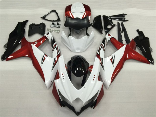 Beste Suzuki GSXR 600/750 Motorrad Verkleidung 2008-2010 - Weiss Rot Glanzendes Schwarz