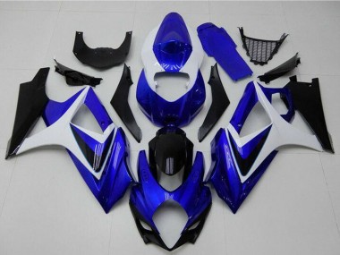 Beste Suzuki GSXR 1000 Motorrad Verkleidung 2007-2008 - Weiss Blau Schwarz Kein Aufkleber
