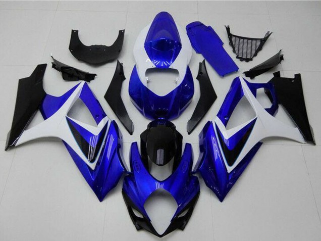 Beste Suzuki GSXR 1000 Motorrad Verkleidung 2007-2008 - Weiss Blau Schwarz Kein Aufkleber