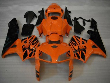 Beste Honda CBR600RR Motorrad Verkleidung 2005-2006 - Orange Schwarz Flamme