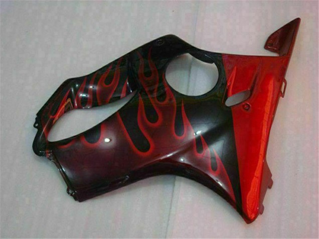 Beste Honda CBR600 F4i Motorrad Verkleidung 2004-2007 - Glanzendes Schwarz Rot Flamme