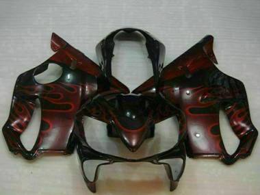 Beste Honda CBR600 F4i Motorrad Verkleidung 2004-2007 - Glanzendes Schwarz Rot Flamme