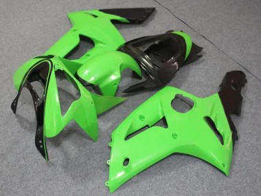 Beste Kawasaki ZX6R Motorrad Verkleidung 2003-2004 - Hellgrun Glanzendes Schwarz