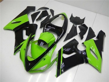 Beste Kawasaki ZX6R Motorrad Verkleidung 2005-2006 - Grun Glanzendes Schwarz