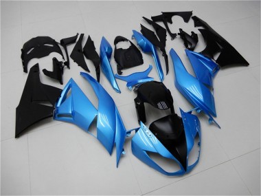 Beste Kawasaki ZX6R Motorrad Verkleidung 2009-2012 - Hellblau Glanzendes Schwarz