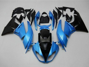 Beste Kawasaki ZX6R Motorrad Verkleidung 2009-2012 - Hellblau Glanzendes Schwarz