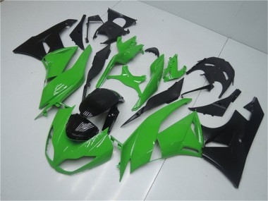 Beste Kawasaki ZX6R Motorrad Verkleidung Kit 2009-2012 - Grun Glanzendes Schwarz