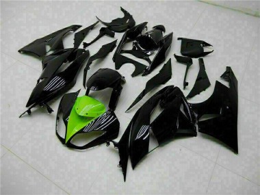 Beste Kawasaki ZX6R Motorrad Verkleidung 2009-2012 - Glanzendes Schwarz Grun
