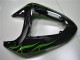 Beste Kawasaki ZX10R Motorrad Verkleidung 2006-2007 - Glanzendes Schwarz Grun Flamme