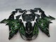 Beste Kawasaki ZX10R Motorrad Verkleidung 2006-2007 - Glanzendes Schwarz Grun Flamme
