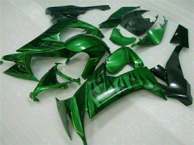 Beste Kawasaki ZX10R Motorrad Verkleidung 2008-2010 - Glanzendes Schwarz Grun Flamme