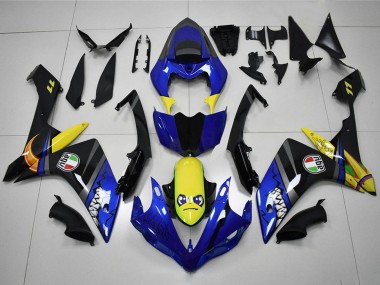 Beste Yamaha YZF R1 Motorrad Verkleidung 2007-2008 - Blau Gelb Schwarz Hai