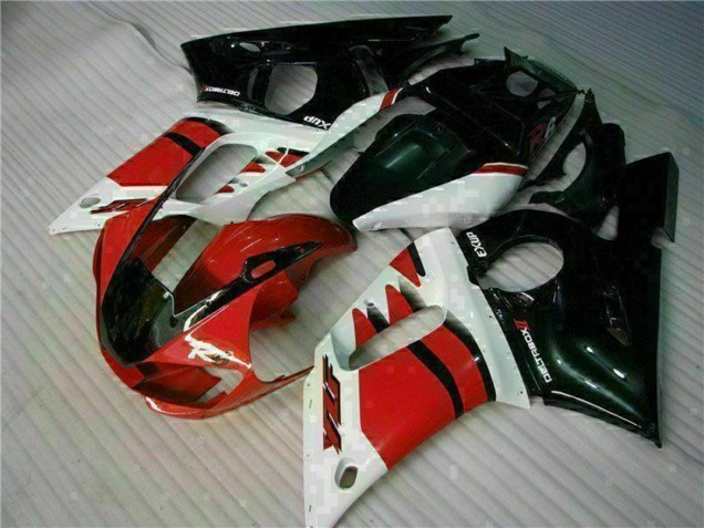Beste Yamaha YZF R6 Motorrad Verkleidung 1998-2002 - Weiss Rot Glanzendes Schwarz