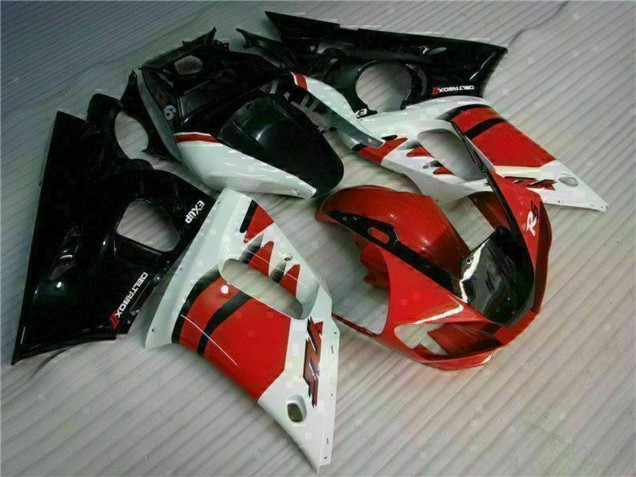 Beste Yamaha YZF R6 Motorrad Verkleidung 1998-2002 - Weiss Rot Glanzendes Schwarz