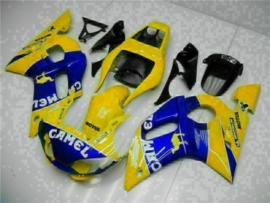 Beste Yamaha YZF R6 Motorrad Verkleidung 1998-2002 - Gelb Blau Weiss Kamel Motul