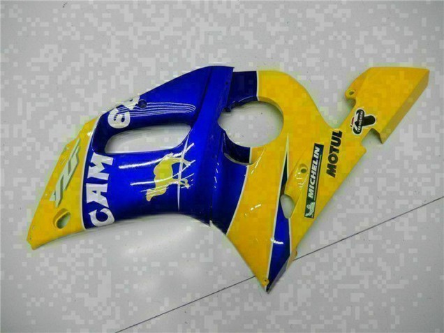 Beste Yamaha YZF R6 Motorrad Verkleidung 1998-2002 - Gelb Blau Weiss Kamel Motul