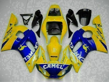 Beste Yamaha YZF R6 Motorrad Verkleidung 1998-2002 - Gelb Blau Weiss Kamel Motul