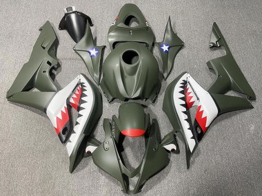 Beste Honda CBR600RR Motorrad Verkleidung 2007-2008 - Armee Grun Weiss Rot Hai