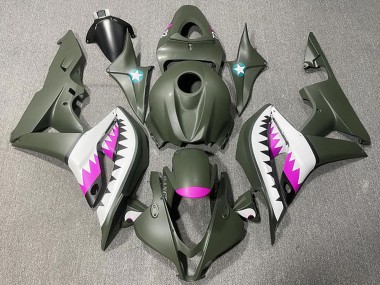 Beste Honda CBR600RR Motorrad Verkleidung 2007-2008 - Armee Grun Weiss Rosa Hai