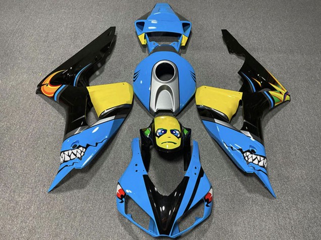 Beste Honda CBR1000RR Motorrad Verkleidung 2006-2007 - Hellblau Gelb Silber Glanzendes Schwarz Hai