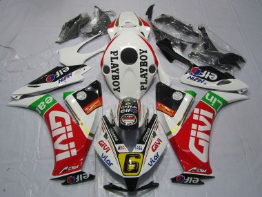 Beste Honda CBR1000RR Motorrad Verkleidung 2012-2016 - Weiss Rot Grun Givi PlayBoy