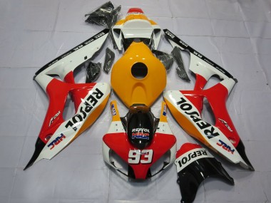 Beste Honda CBR1000RR Motorrad Verkleidung 2006-2007 - Orange Weiss Rot Glanzendes Schwarz Repsol HRC 93