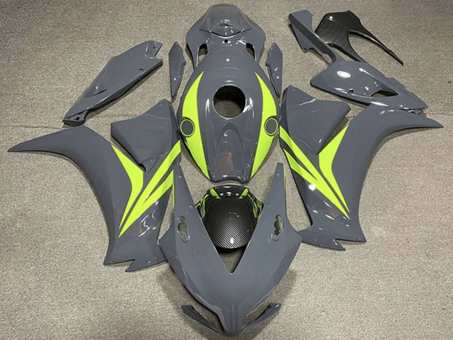 Beste Honda CBR1000RR Motorrad Verkleidung 2012-2016 - Nardo Grau Fluo Gelb Carbonfaser