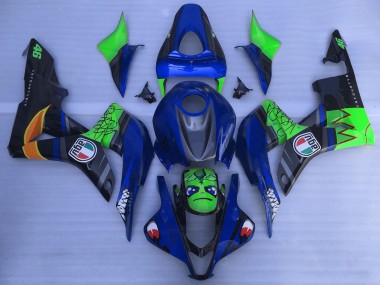 Beste Honda CBR600RR Motorrad Verkleidung 2007-2008 - Blau Grun Glanzendes Schwarz Hai