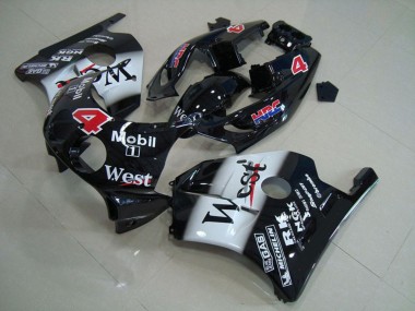 Beste Honda CBR250RR Motorrad Verkleidung 1990-1998 - Glanzendes Schwarz Weiss West Mobil