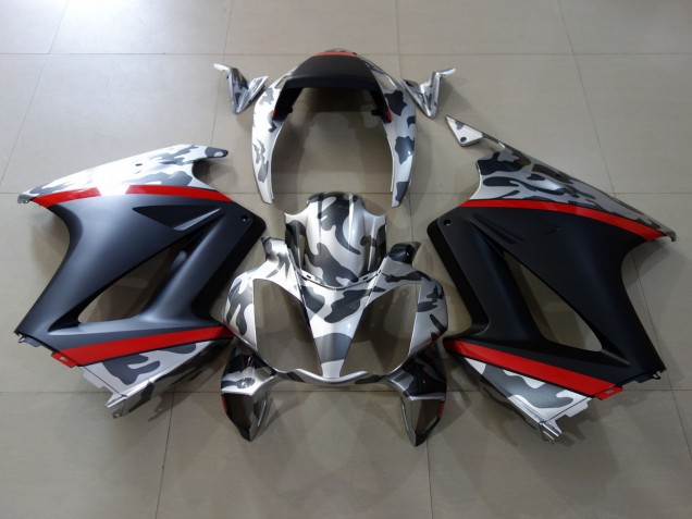 Beste Honda VFR 800 Motorrad Verkleidung 2002-2013 - Grau Camouflage Rot Matt Schwarz