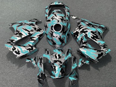 Beste Honda VFR 800 Motorrad Verkleidung 2002-2013 - Blau Grun Camouflage
