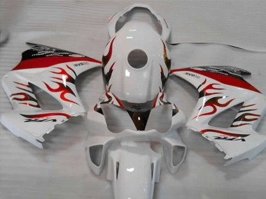 Beste Honda VFR 800 Motorrad Verkleidung 2002-2013 - Weiss Rot Flamme