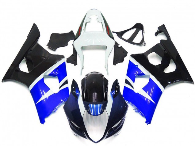 Beste Suzuki GSXR 1000 Motorrad Verkleidung 2003-2004 - Weiss Blau Glanzendes Schwarz