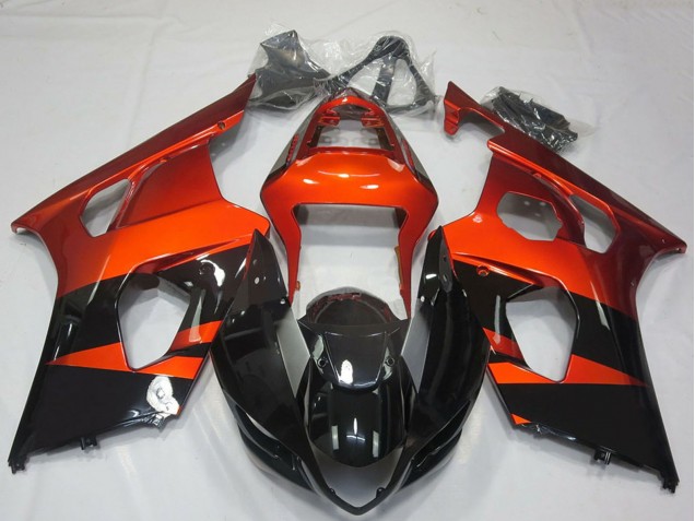 Beste Suzuki GSXR 1000 Motorrad Verkleidung 2003-2004 - Burnt Orange Glanzendes Schwarz