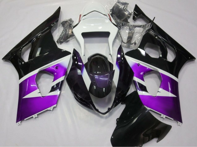 Beste Suzuki GSXR 1000 Motorrad Verkleidung 2003-2004 - Lila Weiss Glanzendes Schwarz