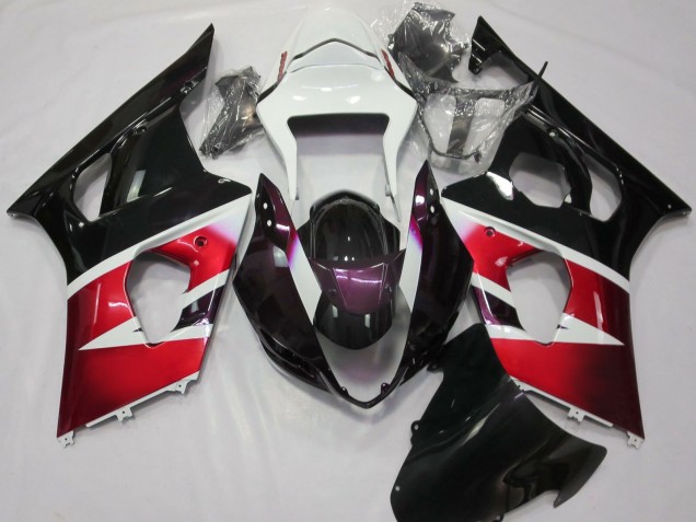 Beste Suzuki GSXR 1000 Motorrad Verkleidung 2003-2004 - Rot Weiss Glanzendes Schwarz