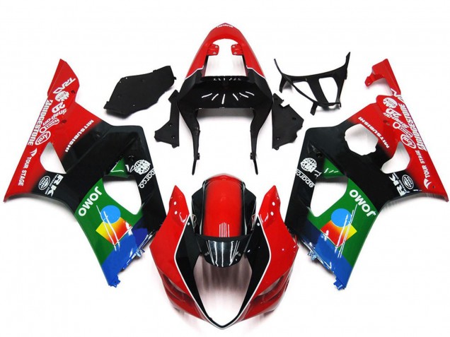 Beste Suzuki GSXR 1000 Motorrad Verkleidung 2003-2004 - Rot Schwarz Grun JOMO