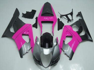 Beste Suzuki GSXR 1000 Motorrad Verkleidung 2003-2004 - Rosa Silber Schwarz