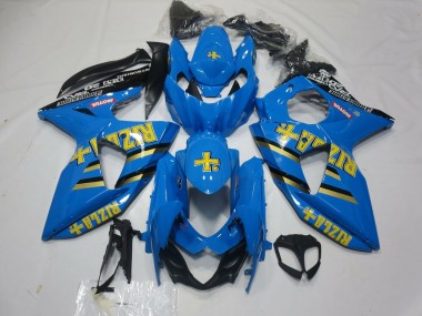 Beste Suzuki GSXR 1000 Motorrad Verkleidung 2009-2016 - Blau Gold Schwarz Rizla