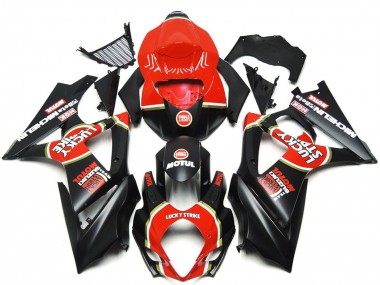 Beste Suzuki GSXR 1000 Motorrad Verkleidung 2007-2008 - Rot Schwarz Lucky Strike
