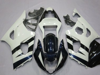 Beste Suzuki GSXR 1000 Motorrad Verkleidung 2003-2004 - Weiss Glanzendes Schwarz