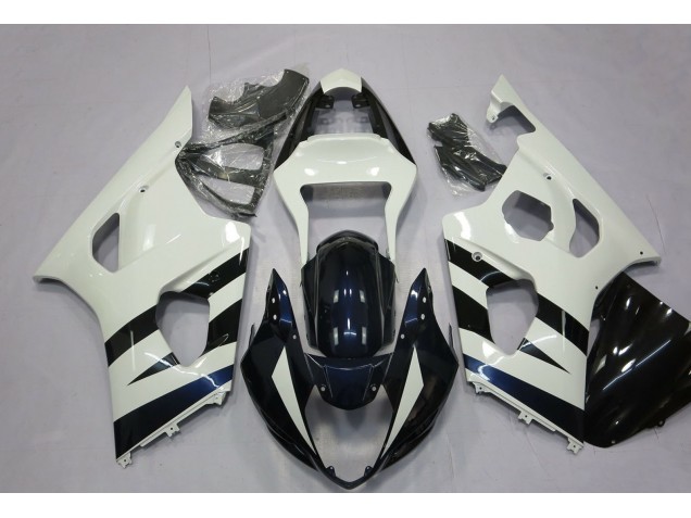 Beste Suzuki GSXR 1000 Motorrad Verkleidung 2003-2004 - Weiss Glanzendes Schwarz