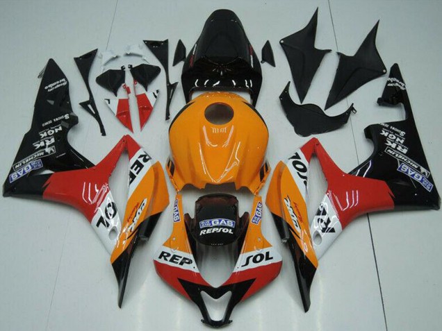 Beste Honda CBR600RR Motorrad Verkleidung 2007-2008 - Orange Weiss Rot Glanzendes Schwarz Repsol