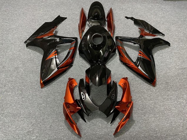 Beste Suzuki GSXR 600 / GSXR 750 Motorrad Verkleidung 2006-2007 - Glanzendes Schwarz Orange