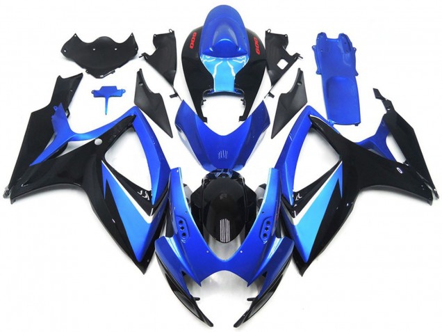 Beste Suzuki GSXR 600 / GSXR 750 Motorrad Verkleidung 2006-2007 - Blau Schwarz Rot Streifen