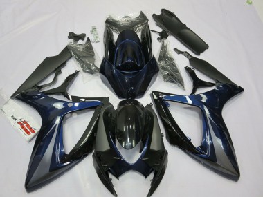 Beste Suzuki GSXR 600 / GSXR 750 Motorrad Verkleidung 2006-2007 - Blau Grau Schwarz Streifen