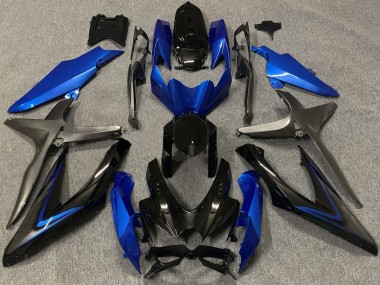 Beste Suzuki GSXR 600 / GSXR 750 Motorrad Verkleidung 2008-2010 - Blau Grau Glanzendes Schwarz