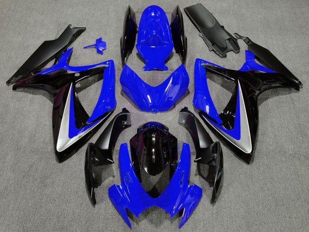 Beste Suzuki GSXR 600 / GSXR 750 Motorrad Verkleidung 2006-2007 - Blau Silber Glanzendes Schwarz OEM Stil