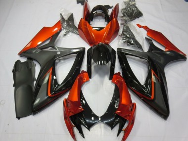 Beste Suzuki GSXR 600 / GSXR 750 Motorrad Verkleidung 2006-2007 - Burnt Orange Grau Glanzendes Schwarz